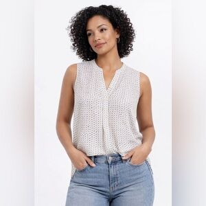 Vince 100% Silk Blue/Green Sleeveless Henley Blouse – Women’s Sz M